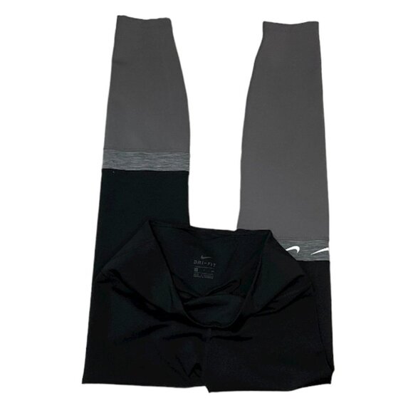 Nike Dri Fit Leggings Asymmetrical Gray Black Leggings White Checks Size Small - Picture 5 of 6
